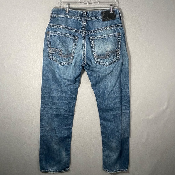 Silver Hunter Loose Tapered Denim Blue Jeans Pants Mens Size 31 x 32 - Picture 5 of 10
